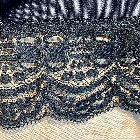 VINTAGE lace trim silky nylon half skirt dress slip lingerie sexy boudoir 80s - Picture 6 of 12